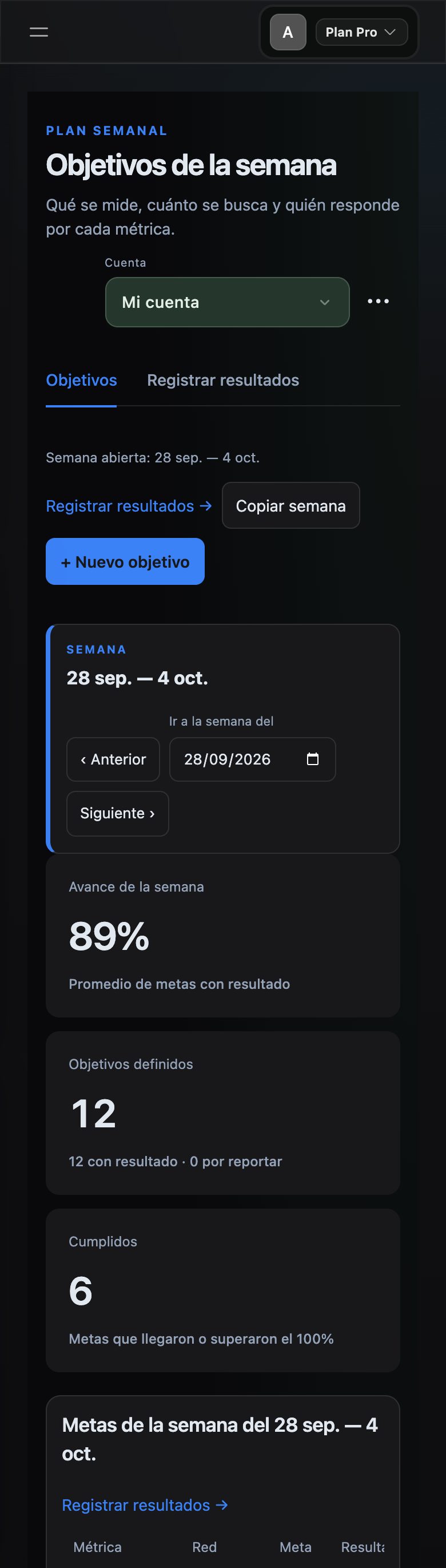 Pantalla real de Creator Studio